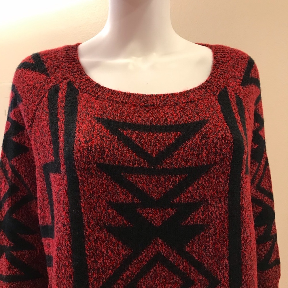 Express Red and Black Geometric Sweater, Size M - Picture 5 of 11